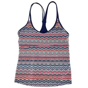 Mossimo Womens Large Multicolor Chevron Tankini Swim Top Racerback Shelf Bra